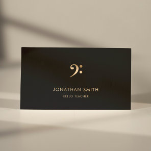 Cello Teacher Gold Bass Clef Modern Business Card