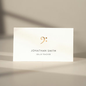 Cello Teacher Gold Bass Clef Modern Business Card