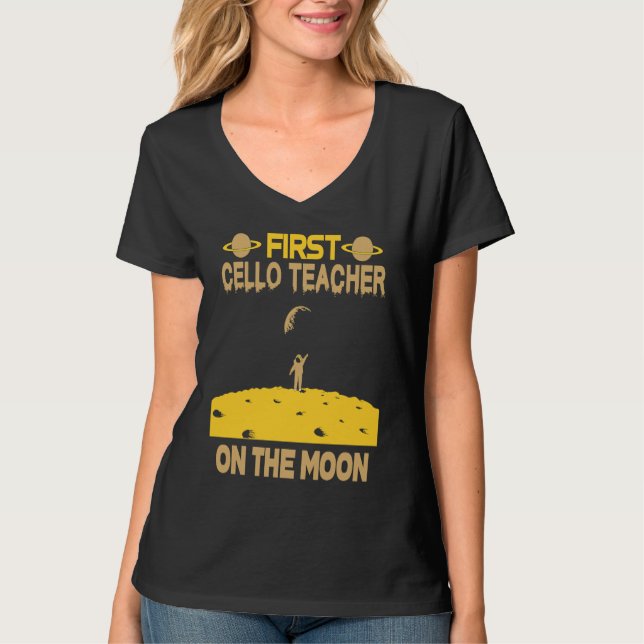Cello Teacher On The Moon T-Shirt (Front)