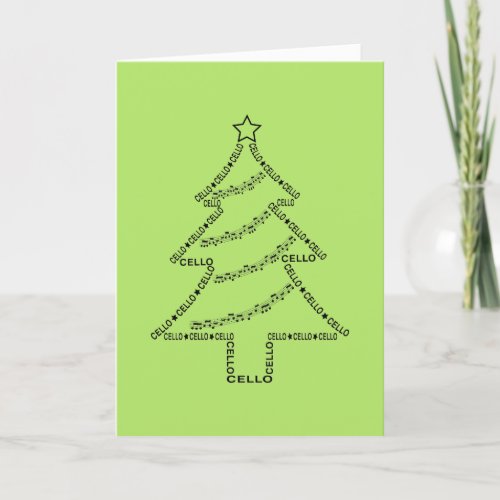 Cello Text Christmas Tree  Holiday Card