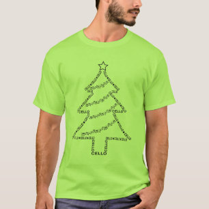 Cello Text Christmas Tree T-Shirt