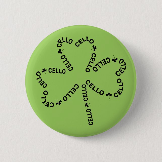 Cello Text Shamrock Button (Front)