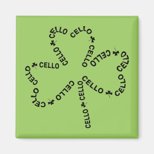 Cello Text Shamrock Magnet