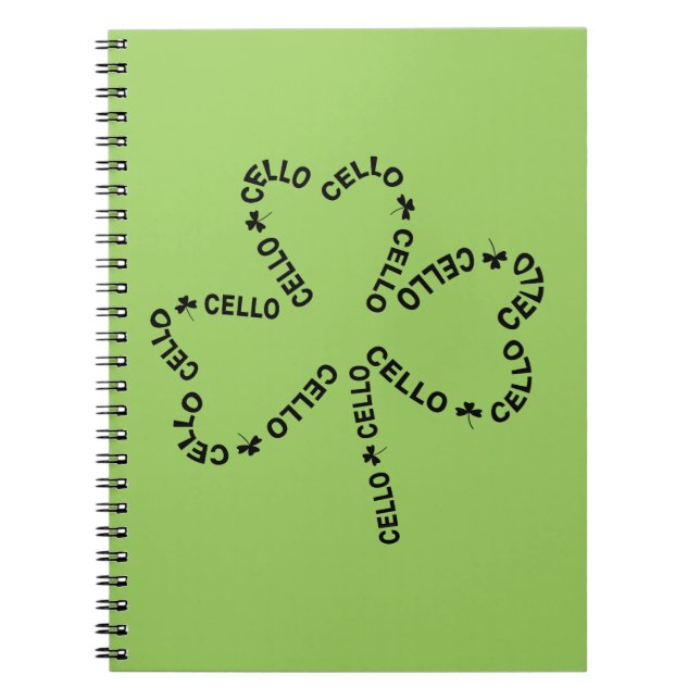 Cello Text Shamrock Notebook (Front)