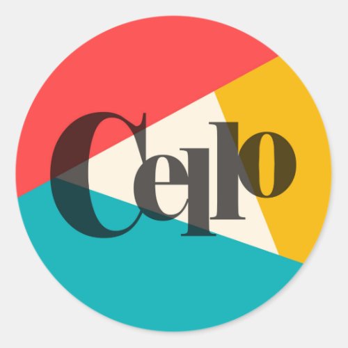 Cello Tri_Color _ Turquoise Coral Gold Classic Round Sticker