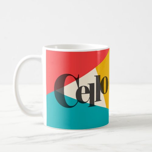 Cello Tri_Color _ Turquoise Coral Gold Coffee Mug