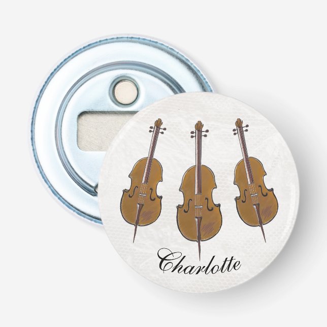 Cello trio personalized bottle opener (Front)