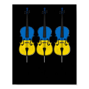 Cello Ukrainian Flag Cellist String Musician Stick Poster