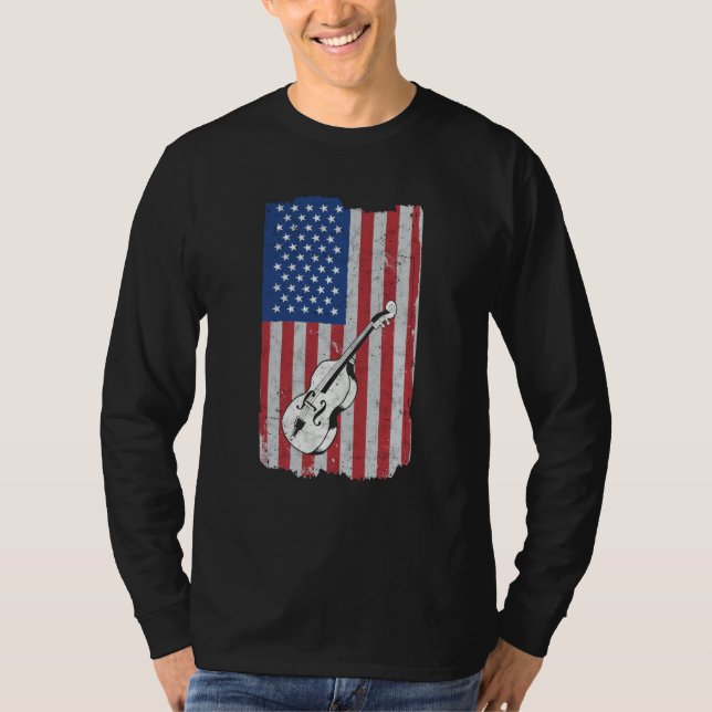 Cello USA Flag Cello Player Cellist T-Shirt (Front)