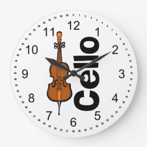 Cello Vertical Text Large Clock