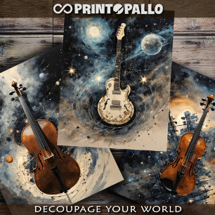 Cello, Violin Guitar: dreamlike music instruments Wrapping Paper Sheets