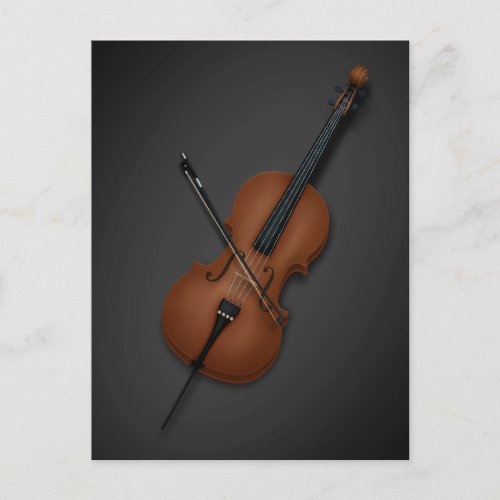 Cello with Bow Across Strings Classical Music Postcard