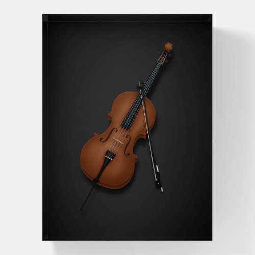 Cello with Bow on Fingerboard Classical Music Paperweight