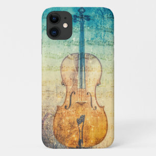 Cello with colorful music background iPhone case