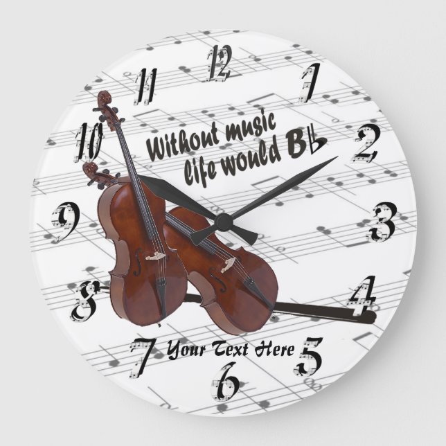 Cello - Without Music Life Would B Flat Wall Clock (Front)