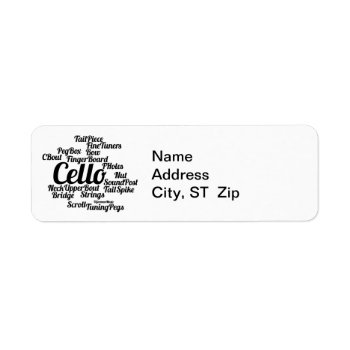 Cello Word Cloud Black Text Label by OGormanMusic at Zazzle