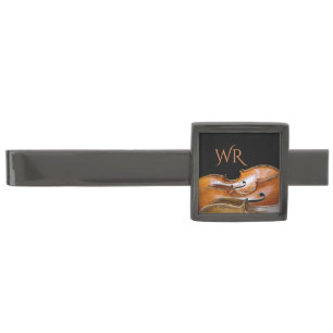 Cellos Monogram Gunmetal Finish Tie Bar
