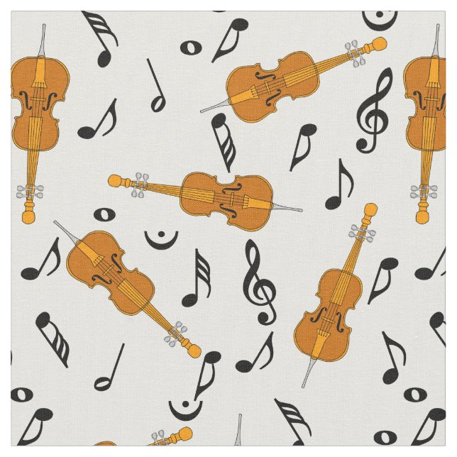 Cellos Music Notes Pattern  Fabric (Close Up)