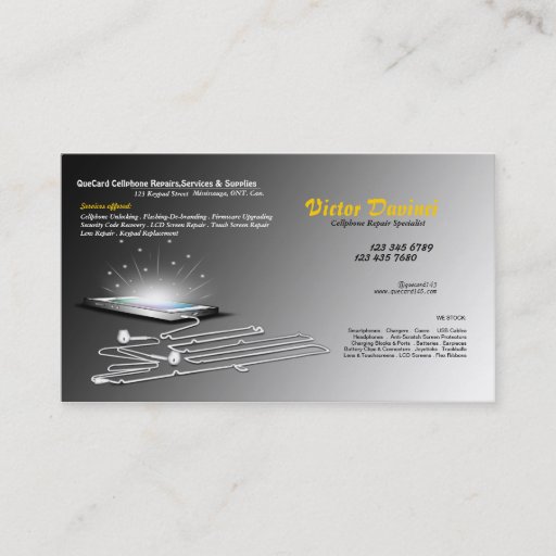 Customizable Cellphone Unlocker/Repair/Servicing Business Card