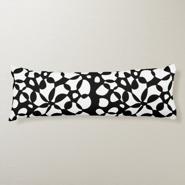 Cells Abstraction Black White Body Pillow (Front)