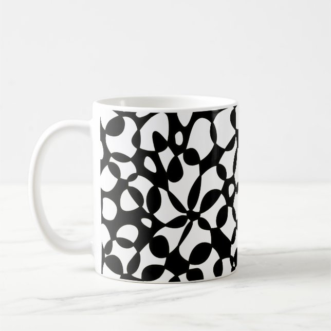 Cells Abstraction Black White Coffee Mug (Left)