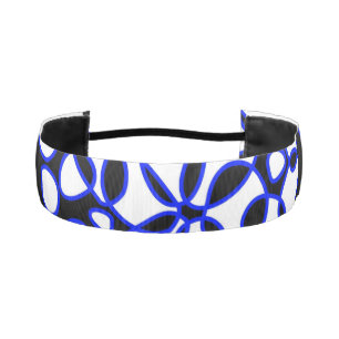 Cells Abstraction Black White Electric Blue Athletic Headband