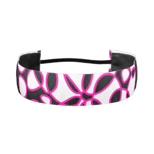 Cells Abstraction Black White Hot Pink Athletic Headband