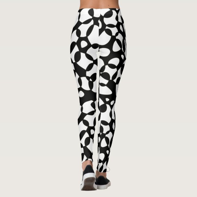 Cells Abstraction Black White Leggings (Back)