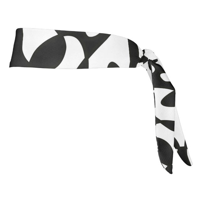 Cells Abstraction Black White Tie Headband (Rotate 90)