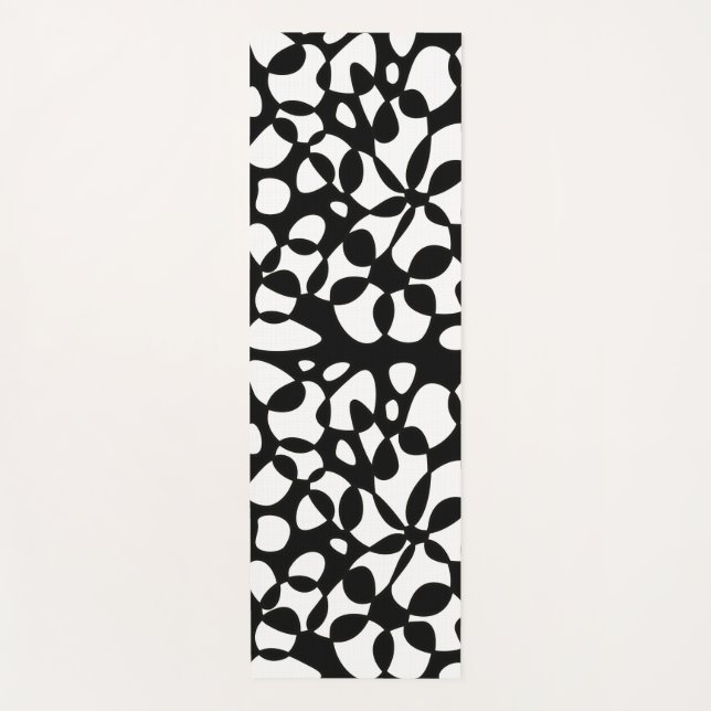 Cells Abstraction Black White Yoga Mat (Front)