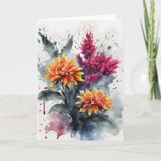Celosia - Watercolor flowers Card