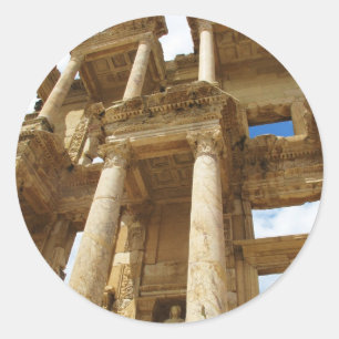 Celsius Library, famous Roman building - Ephesus Classic Round Sticker
