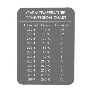 celsius to fahrenheit conversion chart grey magnet