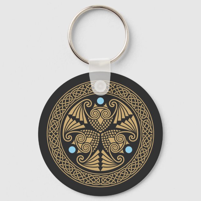 Celtic 3 Owls Keychain (Front)