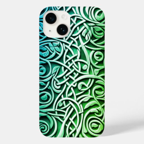 Celtic 3D Carved Green Knot Design Case_Mate iPhone 14 Case
