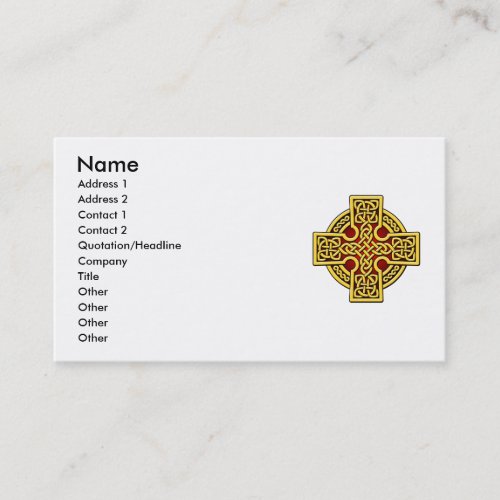 Celtic 4 way cross in gold and red business card