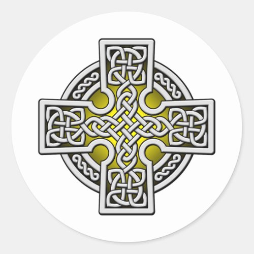 Celtic 4 way silver and gold classic round sticker
