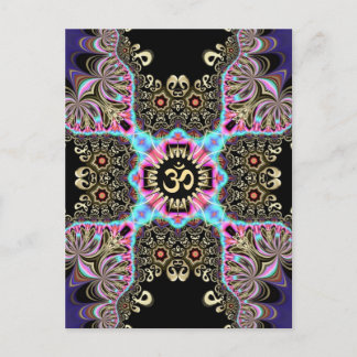 Celtic Arabesque Fusion Gold OM Art Postcard