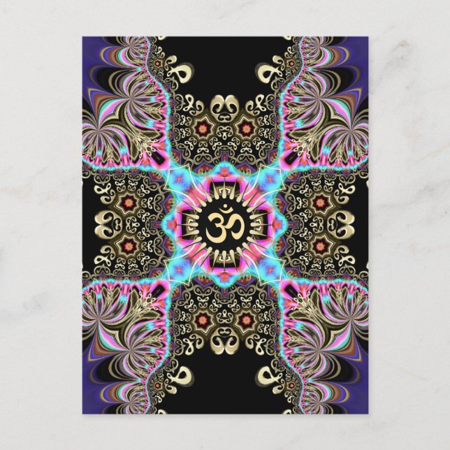 Celtic Arabesque Fusion Gold OM Art Postcard (Front)