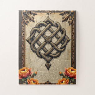Celtic art and floral splendor in warm tones. jigsaw puzzle