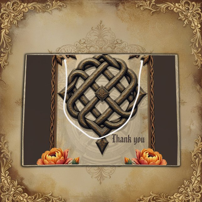 Celtic art and floral splendor in warm tones.  large gift bag (Creator Uploaded)