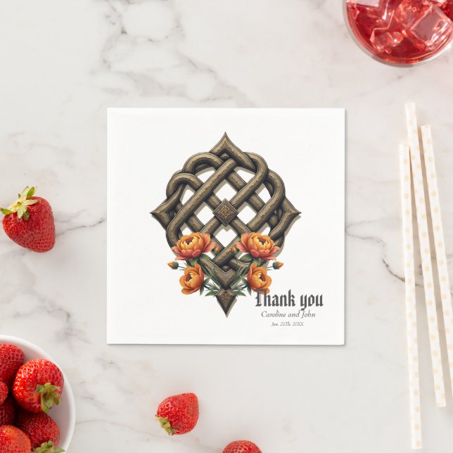 Celtic art and floral splendor in warm tones.  napkins (Insitu)