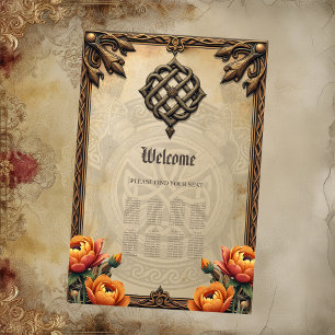 Celtic art and floral splendor in warm tones.  poster
