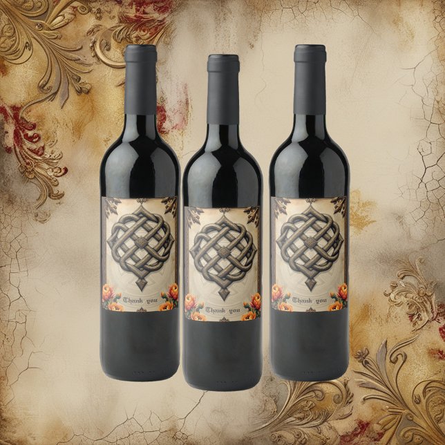 Celtic art and floral splendor in warm tones.  wine label (Creator Uploaded)