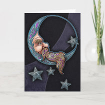 Celtic Art Moon Face Greeting Card