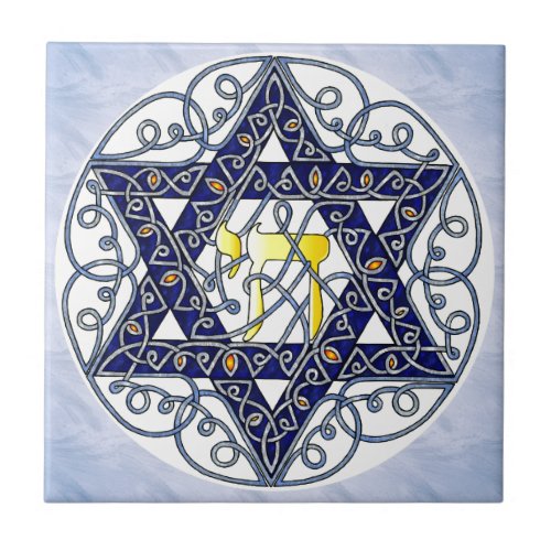 Celtic Art Star of David Ceramic Tile