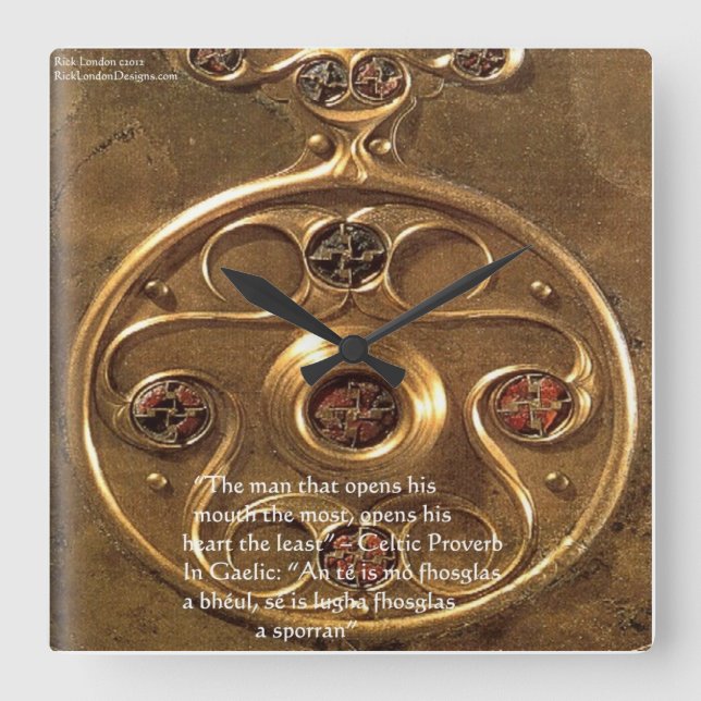 Celtic Artifact & Proverb On Wall Clock (Front)