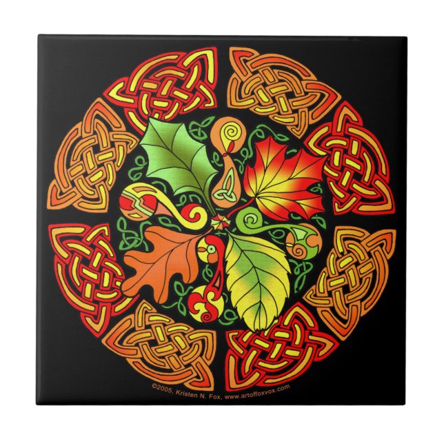 Celtic Autumn Leaves Tile (Front)