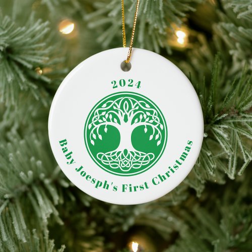 Celtic Babys First Christmas Ornament Irish Ceramic Ornament