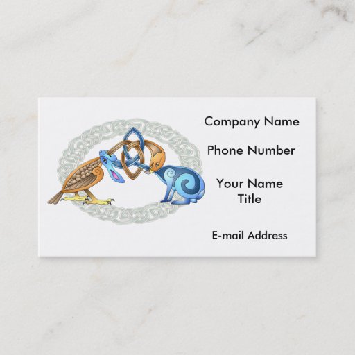 Customizable Celtic Bird and Rabbit with Frame Business Card Templates